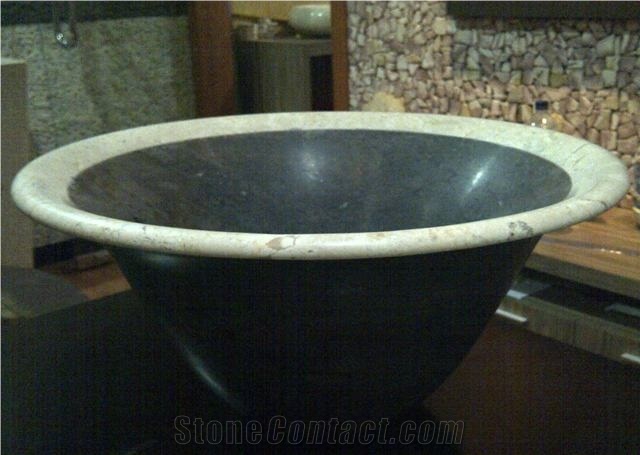 Round Sink Natural Sink Bicolor Basin Marble Basin Pedestal Basin Bathroom Basin Vessel Sink Oval Basin