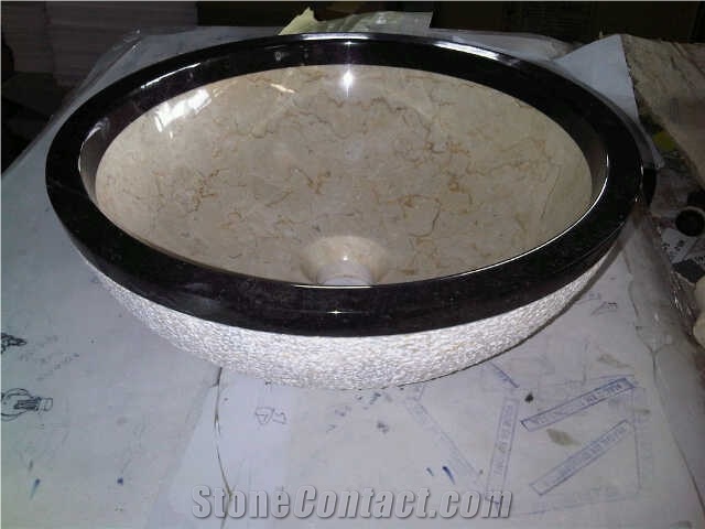 Round Sink Natural Sink Bicolor Basin Marble Basin Pedestal Basin Bathroom Basin Vessel Sink Oval Basin