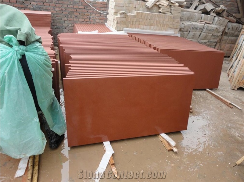 China Red Sandstone Tile,Slab,Wall Covering,Own Quarry Direct Factory with Ce,Cheap Price First Grade Material Floor Use