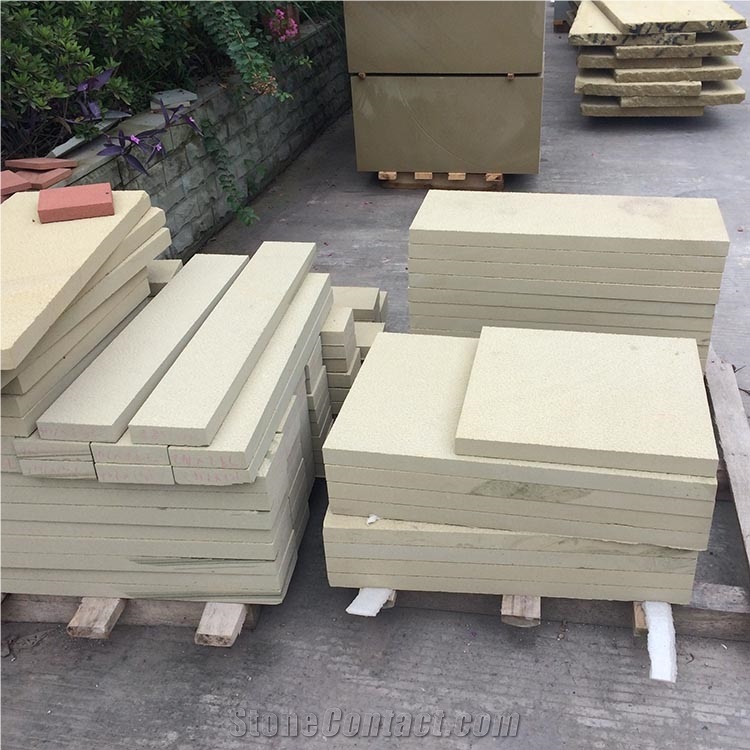 China Beige Sandstone Honed Surface 60*40*3 cm Factory Direct Sale