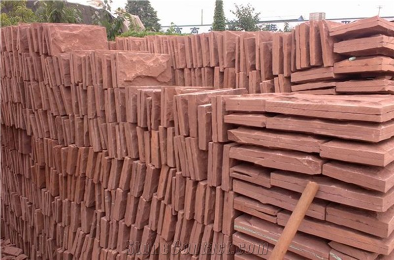 Exterior Decorative Wall Tile,Red Mushroom Sandstone Wall Cladding