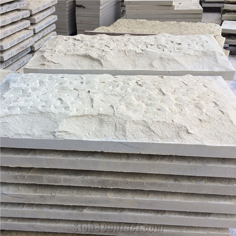 Natural Beige Sandstone Split Face Mushroom Stone for Wall Cladding