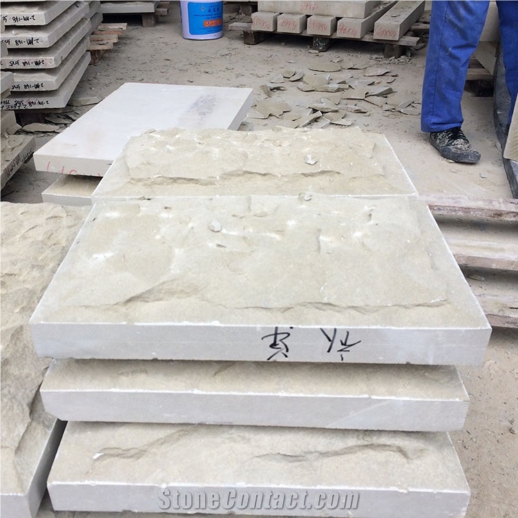 Natural Beige Sandstone Split Face Mushroom Stone for Wall Cladding