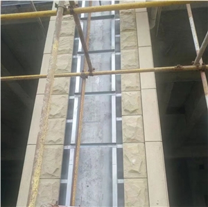 Natural Beige Sandstone Split Face Mushroom Stone for Wall Cladding