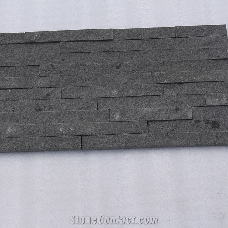 Natural Black Sandstone Panels Stacked Stone Decorative Exterior Wall Panels