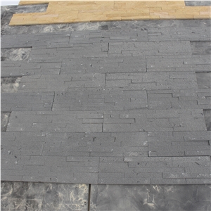 Natural Black Sandstone Panels Stacked Stone Decorative Exterior Wall Panels