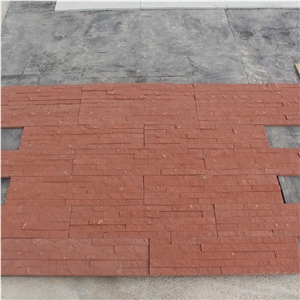 Red Culture Stone Veneer Cheap Sandstone Culture Stone Quarry Owner and Factory Direct Sale,Stacked Stone for Wall Cladding Panel