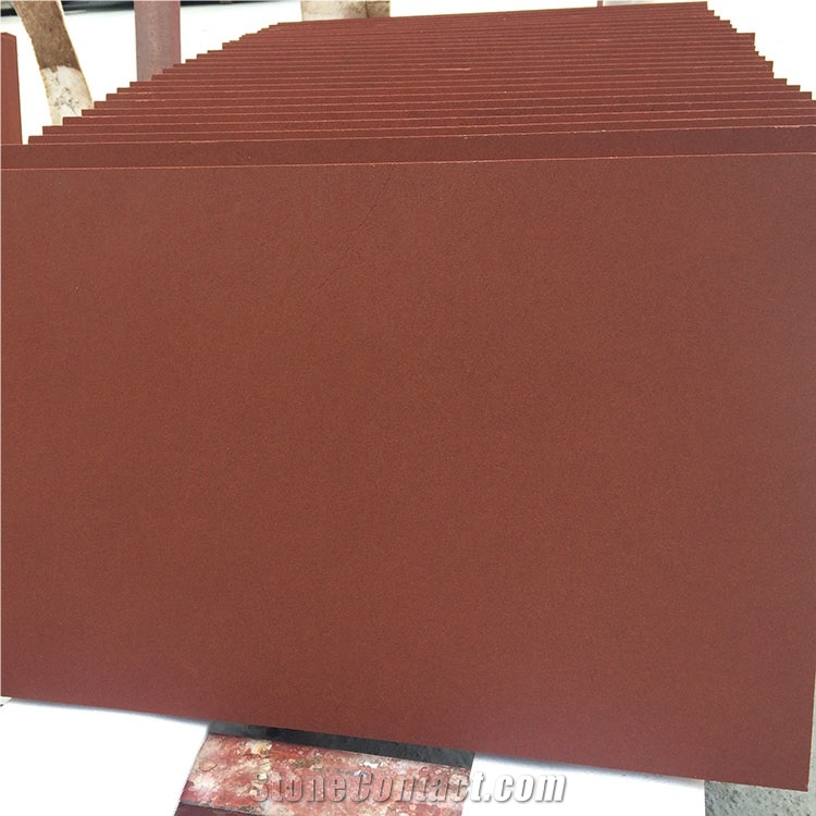 Red Sandstone Wall Covering Red Sand Stone Tiles Honed Surface 60*40 cm