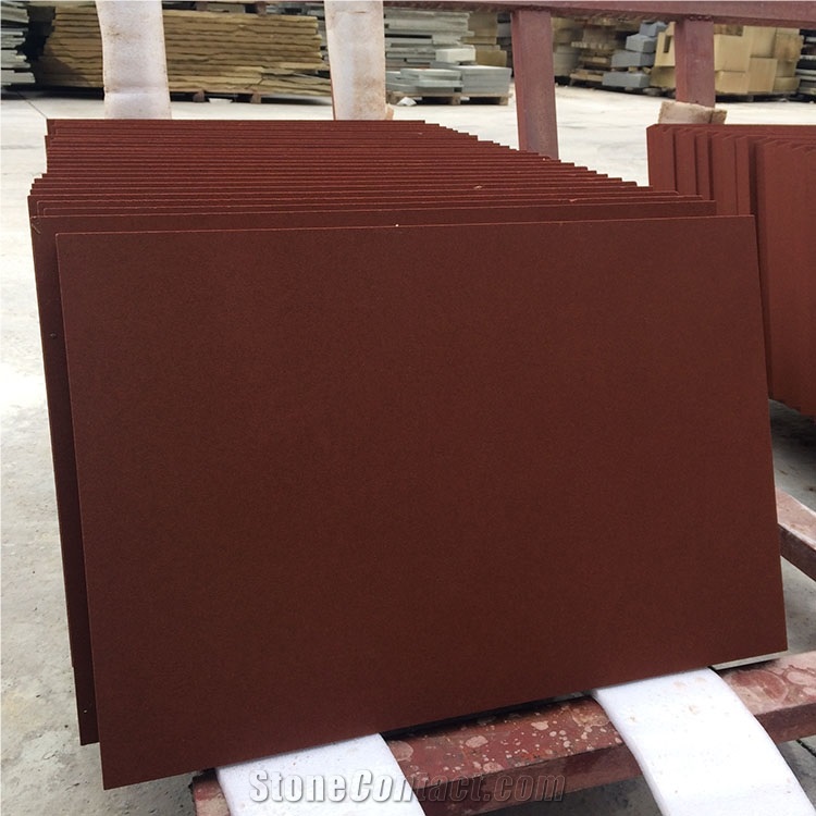 Red Sandstone Wall Covering Red Sand Stone Tiles Honed Surface 60*40 cm