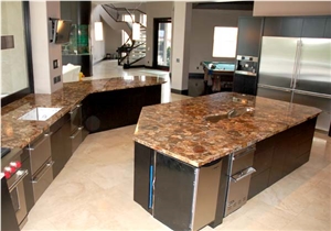 African Petrified Semiprecious Stone Kitchen Top