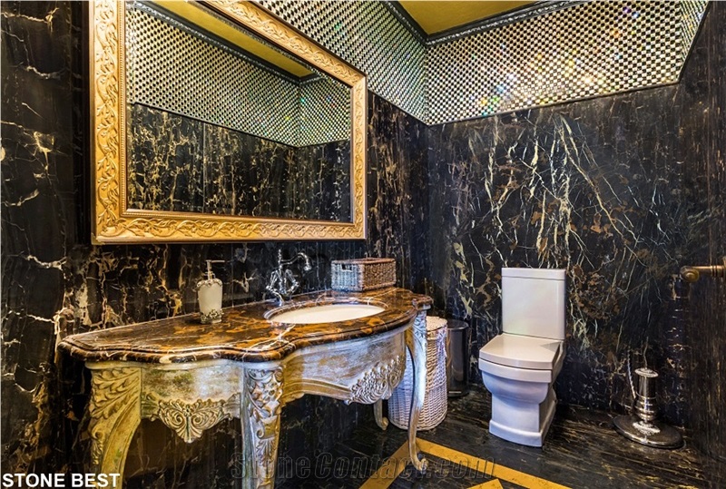 Nero Portoro Marble Bathroom Design