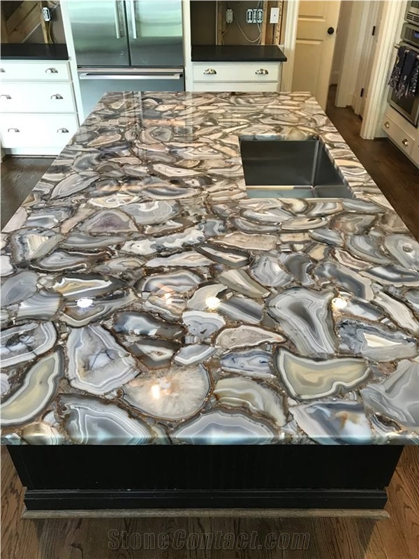 Wild Agate Semi Precious Stone Island Top
