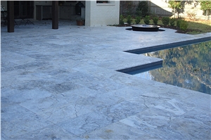 Silver Travertine Tumbled Pattern Swimming Pool Pavers