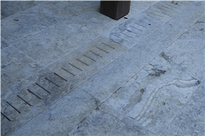 Silver Travertine Tumbled Pattern Swimming Pool Pavers