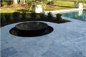 Silver Travertine Tumbled Pattern Swimming Pool Pavers