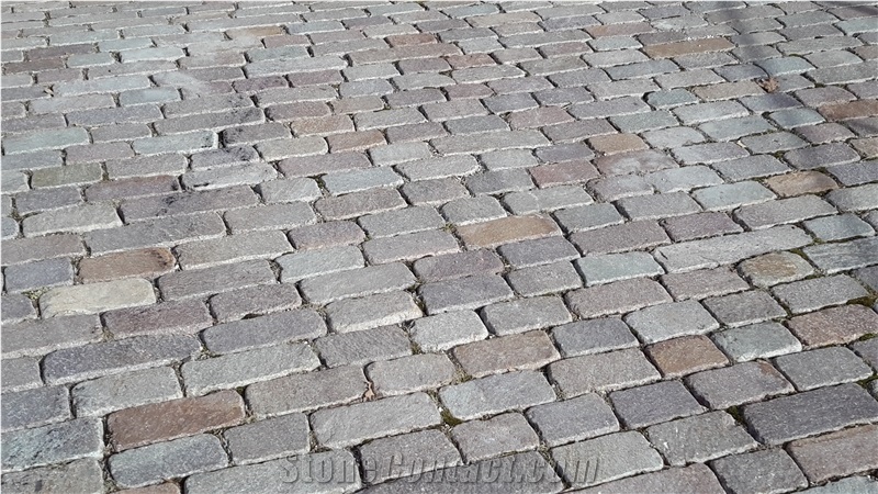 Binders/Paving Blocks, Porfido Sarentino Grigio Cobble Stones