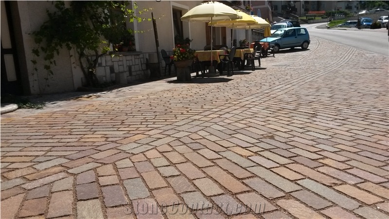 Binders/Paving Blocks, Porfido Sarentino Grigio Cobble Stones