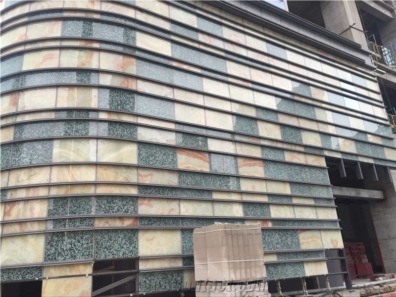 Bacstone Onyx Glass Laminated Walling Tiles, Yellow Composited Onyx Tiles