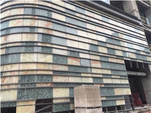 Bacstone Onyx Glass Laminated Walling Tiles, Yellow Composited Onyx Tiles