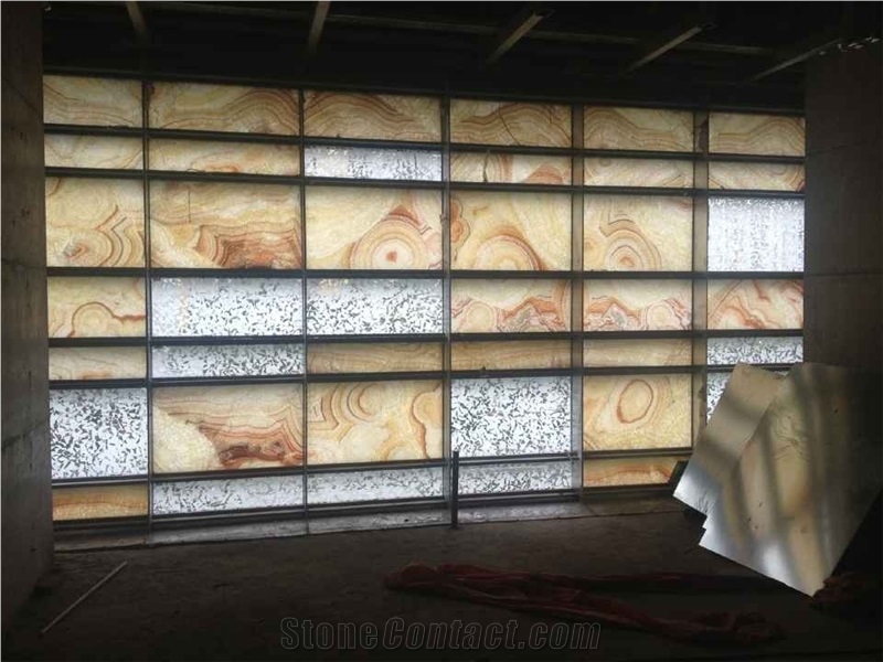 Bacstone Onyx Glass Laminated Walling Tiles, Yellow Composited Onyx Tiles