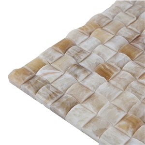 Honey Onyx Polished 3d Basketweave Mosaic