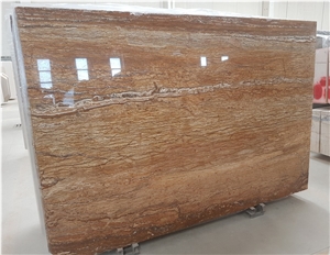 Travertino Legno, Wood Grain Travertine Polished Slabs with Special Price