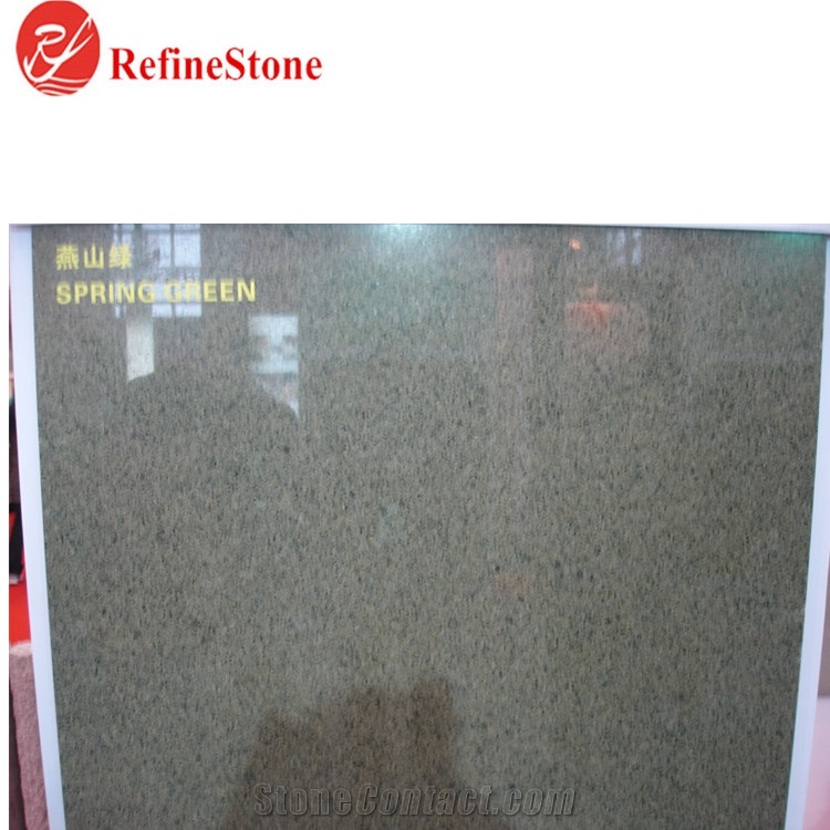 China Chengde Yanshan Green Granite Slabs and Tiles,Cheap Spring Green Granite Floor Tiles and Countertops
