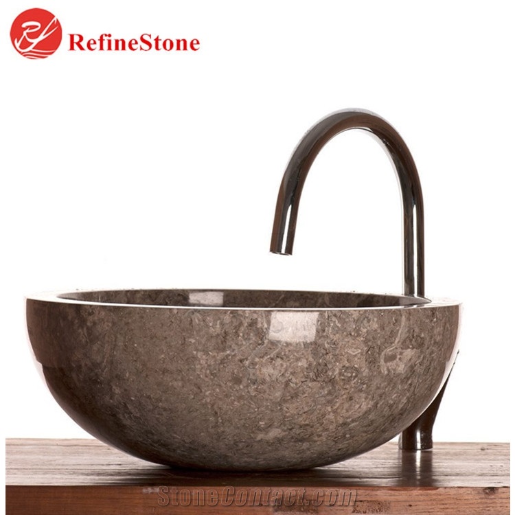 Grey Marble Wash Sink On Countertop,Bathroom Marble Wash
