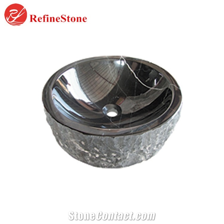 Grey Marble Wash Sink On Countertop,Bathroom Marble Wash