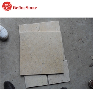 Honed Beige Limestone Slabs and Tiles, Polished Yellow Limestone Tile Veneer