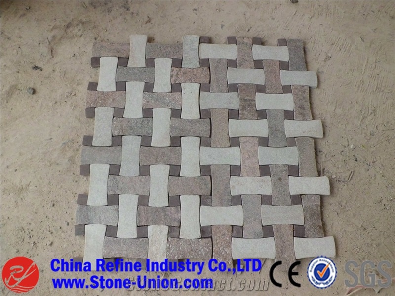 Multicolor Decoration Mosaic Tiles, Slate Wall Mosaic Tiles Pattern, Square Natural Slate Stone Paving Stone, Stone Mosaic