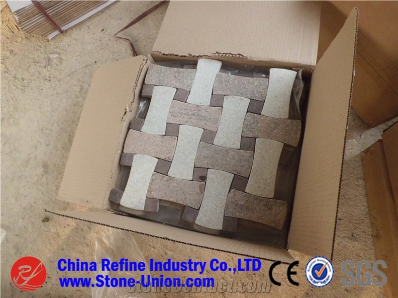 Multicolor Decoration Mosaic Tiles, Slate Wall Mosaic Tiles Pattern, Square Natural Slate Stone Paving Stone, Stone Mosaic