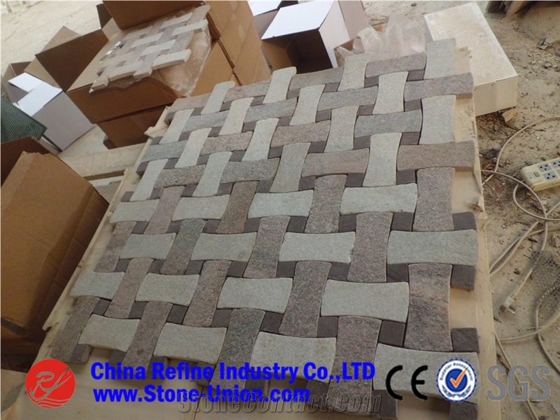 Multicolor Decoration Mosaic Tiles, Slate Wall Mosaic Tiles Pattern, Square Natural Slate Stone Paving Stone, Stone Mosaic