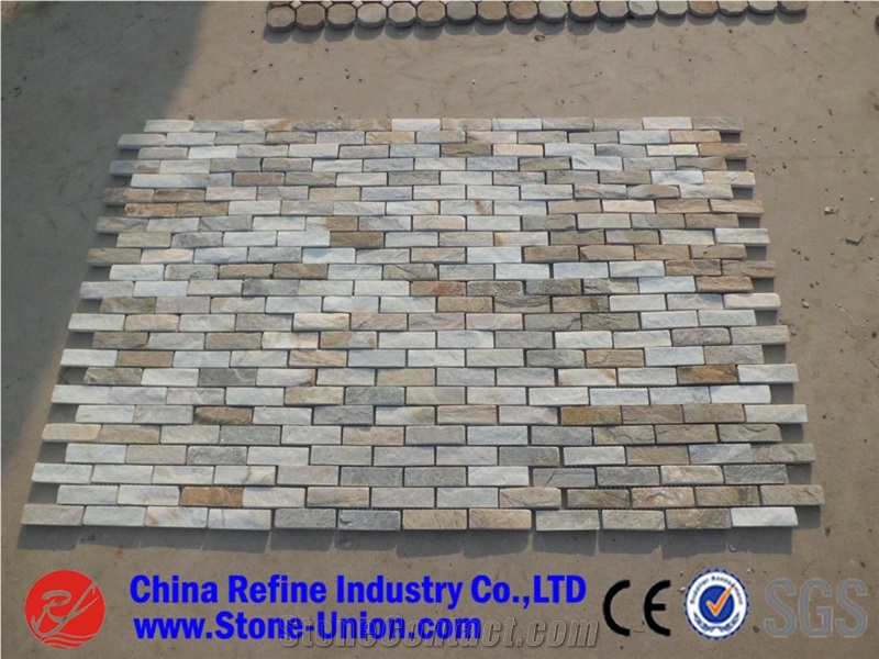 Stone Beige Slate Mosaic Tile For Interior Decoration,Cheap