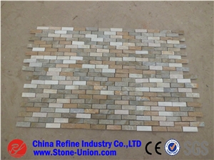 Stone Beige Slate Mosaic Tile For Interior Decoration,Cheap