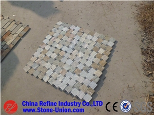 Stone Beige Slate Mosaic Tile For Interior Decoration,Cheap
