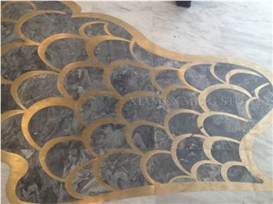Australian Grey Marble Fantasy Wood Vein Marble Floor Medallion,Machine Cutting Waterjet Panel Floor Paving