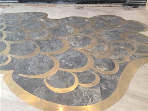 Australian Grey Marble Fantasy Wood Vein Marble Floor Medallion,Machine Cutting Waterjet Panel Floor Paving