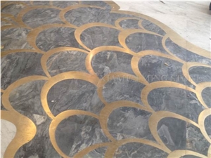 Australian Grey Marble Fantasy Wood Vein Marble Floor Medallion,Machine Cutting Waterjet Panel Floor Paving