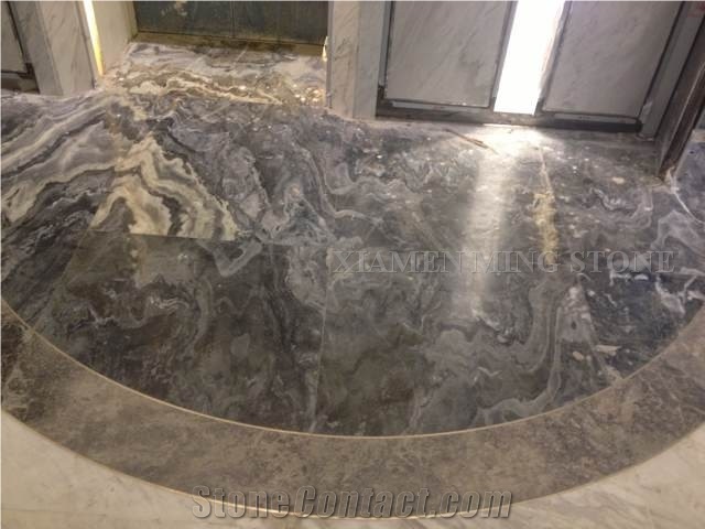 Australian Grey Marble Fantasy Wood Vein Marble Floor Medallion,Machine Cutting Waterjet Panel Floor Paving