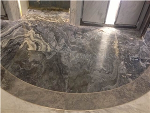 Australian Grey Marble Fantasy Wood Vein Marble Floor Medallion,Machine Cutting Waterjet Panel Floor Paving