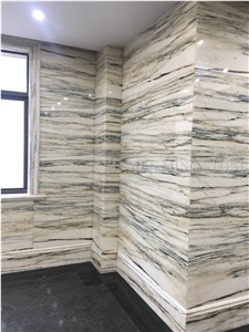 Bamboo White Wooden Marble Polished Marble Slabs with Green Veins,Verde Apollo Tiles Panel Interior Bathroom Wall Cladding,Floor Covering