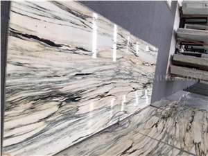 Bamboo White Wooden Marble Polished Marble Slabs with Green Veins,Verde Apollo Tiles Panel Interior Wall Cladding,Floor Covering