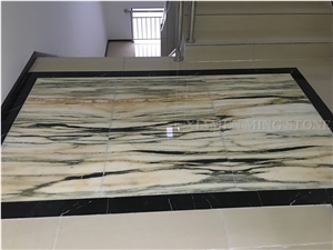 Bamboo White Wooden Marble Polished Marble Slabs with Green Veins,Verde Apollo Tiles Panel Interior Wall Cladding,Floor Covering