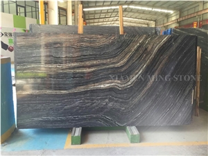 Black Wooden Vein Marble Block, Ancient Nero Serpeggiante Block