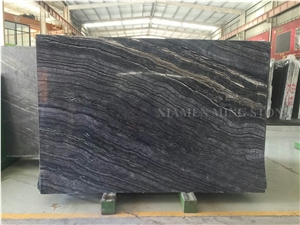 Black Wooden Vein Marble Block, Ancient Nero Serpeggiante Block