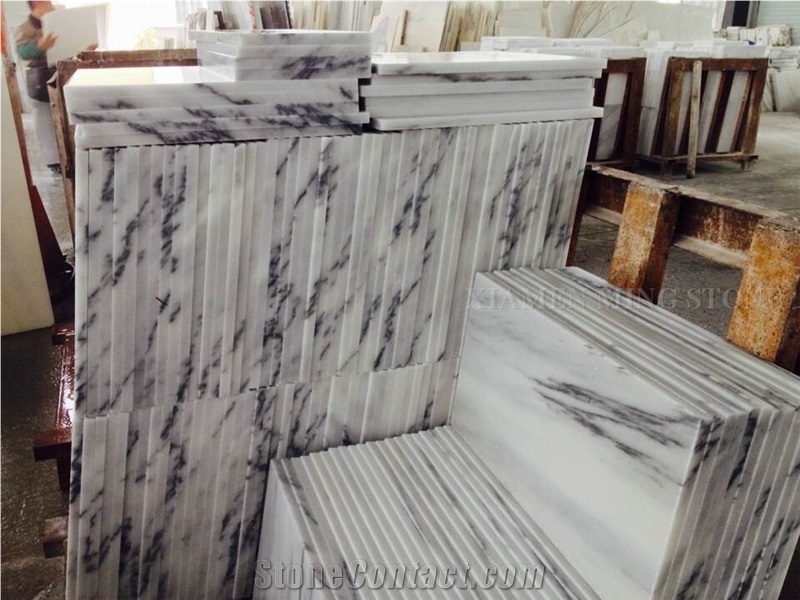 Blue Sky White Landscaping Marble Tombstone Vases,Funeral Accessories,Round Urns