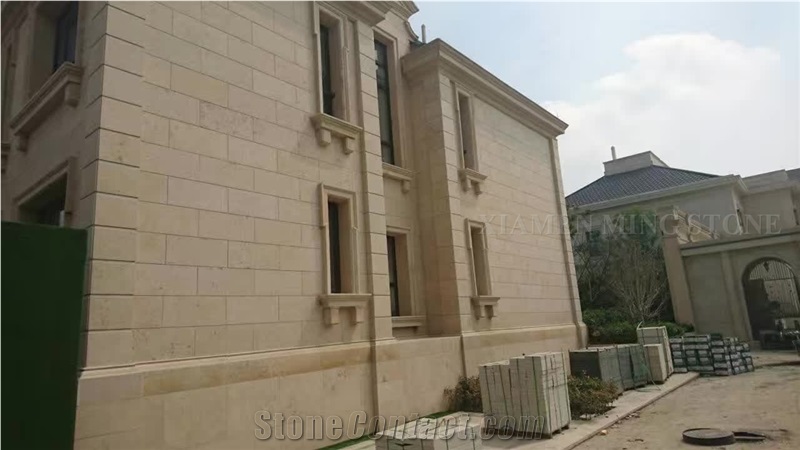 China Beige Limestone Coral Stone Tiles Panel Villa Exterior Wall Cladding,Cream Seashell Stone Slabs Cutting Walling Pattern
