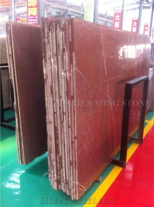 China Rosso Alicante Polished Marble Big Slabs,Machine Cutting Red Marble Tiles for Bathroom Surround Floor Paving,Wall Cladding Pattern