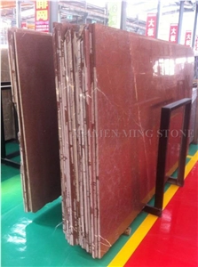 China Rosso Alicante Polished Marble Big Slabs,Machine Cutting Red Marble Tiles for Bathroom Surround Floor Paving,Wall Cladding Pattern